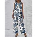 Women's Tank Top Pants Sets Floral Casual Daily Print Black Sleeveless Fashion Round Neck Summer