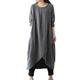 Women's Casual Dress Layered Dress Cotton Summer Dress Maxi Dress Linen Pocket Layered Daily Crew Neck Long Sleeve Summer Spring Fall Black Green Pure Color