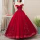 Ball Gown Quinceanera Dresses Princess Dress Red Green Dress Quinceanera Floor Length Sleeveless Off Shoulder Polyester with Appliques 2024