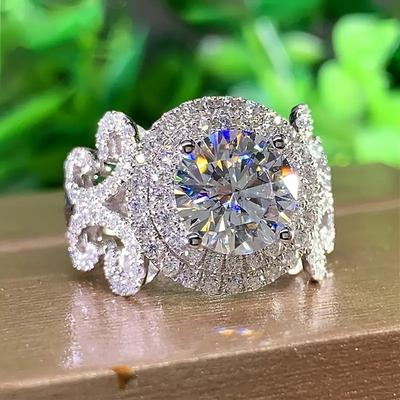 Ring Wedding Classic F1300 Platinum Gold Copper Precious Stylish Luxury 1PC Zircon