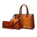 Women's Handbag Bag Set PU Leather Office Daily Zipper Large Capacity Geometric Wine Black Brown