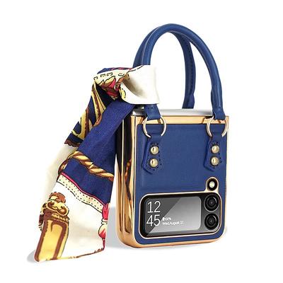 Phone Case For Samsung Galaxy Z Flip 5 Z Flip 4 Z Flip 3 Back Cover Portable Fashion Full Body Protective Solid Colored PC PU Leather