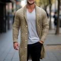 Men's Sweater Cardigan Sweater Cable Knit Tunic Knitted Plain Shawl Collar Warm Ups Modern Contemporary Daily Wear Going out Clothing Apparel Winter Autumn Black Camel M L XL