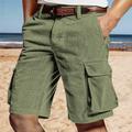 Men's Shorts Summer Shorts Beach Shorts Casual Shorts Pocket Multi Pocket Straight Leg Plain Comfort Breathable Short Casual Daily Holiday Corduroy Fashion Stylish Black White