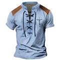 Faith Men's Casual 3D Print Henley Shirt T shirt Tee Sports Outdoor Casual Daily T shirt Blue Green Khaki Short Sleeve Lace Up Neck Henley Shirt Spring Summer Clothing Apparel S M L XL XXL 3XL