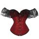 Women Floral Lace Off Shoulder Overbust Corset Bustier Boned Overbust Corset Bodyshaper Lingerie Top Rococo Punk Gothic