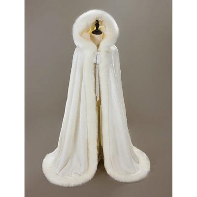 Faux Fur Wraps Shawls Women's Wrap Cape Elegant Keep Warm Sleeveless Terylene Wedding Wraps With Pure Color For Wedding Fall Winter