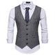 Men's Winter Coat Vest Waistcoat Wedding Party Work Business Basic Smart Casual Spring Fall Polyester Polka Dot V Neck Slim Black Khaki Gray Vest