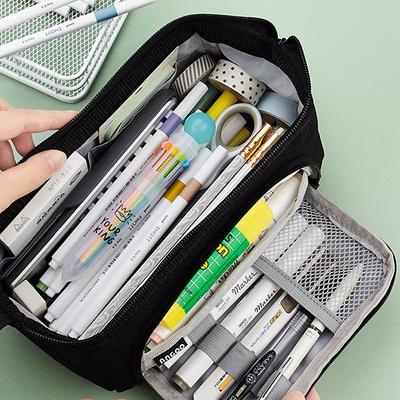 PencilCasePenPouchMarkerBag Wear-Resistant Multifunction With Zipper Canvas for School Student Children, Back to School Gift