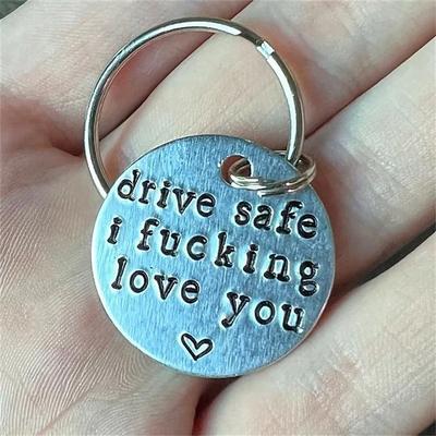 Personalized Couples Gift - Stainless Steel Laser Engraved Drive Safe Keychain - Perfect for Valentine's Day!