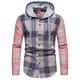 Men's Shirt Button Up Shirt Casual Shirt Hooded Shirt Pink Dark Navy Blue Green khaki Long Sleeve Plaid / Check Hooded Street Daily Hooded Clothing Apparel Stylish Classic Casual