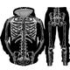 Men's Tracksuit Full Zip Hoodie Hoodies Set Black And White White Blue Gray Hooded Graphic Skeleton Zipper 2 Piece Print Sports Outdoor Casual Sports 3D Print Streetwear Designer Basic Spring Fall