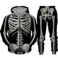 Men's Tracksuit Full Zip Hoodie Hoodies Set Black And White White Blue Gray Hooded Graphic Skeleton Zipper 2 Piece Print Sports Outdoor Casual Sports 3D Print Streetwear Designer Basic Spring Fall