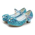 Princess Elsa Flower Shoes Girls' Movie Cosplay Mary Jane Sequins Light Purple Golden Rosy Pink Shoes Children's Day Masquerade World Book Day Costumes