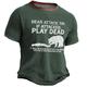 Bear Attack Tip If Attacked Play Dead Men's Street Style 3D Print T shirt Tee Sports Outdoor Holiday Going out T shirt Navy Blue Army Green Dark Blue Short Sleeve Crew Neck Shirt Spring Summer