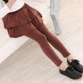 Kids Girls' Skirt Leggings Solid Color Fashion Outdoor 7-13 Years Spring claret Black Pink