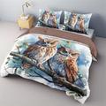 Owl Pattern Duvet Cover Set Bed Bed Set 2-Piece Set 3-Piece Lightweight Soft Short Plush Set Cotton Bedding Set Ultra Soft Comforter Set King Queen Duvet Cover