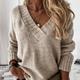 Women's Pullover Sweater jumper Jumper Ribbed Knit Knitted Pure Color V Neck Stylish Casual Holiday Going out Winter Fall Blue Khaki S M L / Long Sleeve / Regular Fit