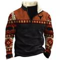 Men's Zip Sweatshirt Pullover Orange Half Zip Graphic Tribal Print Sports Outdoor Casual Daily 3D Print Fleece Streetwear Designer Thin fleece Fall Winter Clothing Apparel Hoodies Sweatshirts