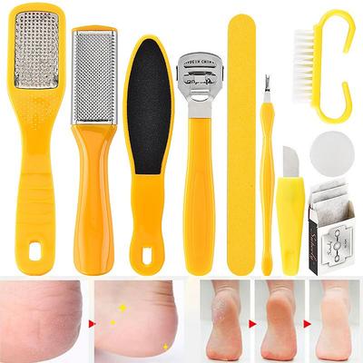 Professional Pedicure Tools Kit 10 in 1 Stainless Steel Foot Rasp Foot Peel and Callus Clean Feet Dead Skin Tool Set Foot Care Kit for Women Men Salon or Home