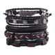 vintage men's hand jewelry 5 packs cross braided leather adjustable set bracelet