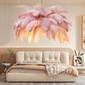 LED Pendant Light Chandelier Gorgeous Extra Large 80cm 1-Light White Ostrich Feather Bouquet Pendant Light Romantic Mounted Lighting Fixture for Restaurant Bedroom