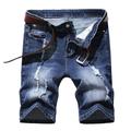 Men's Jeans Denim Shorts Jean Shorts Pocket Ripped Plain Comfort Breathable Outdoor Daily Going out Denim Fashion Streetwear Dark Blue Micro-elastic