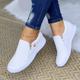 Women's Sneakers White Shoes White Shoes Plus Size Slip-on Sneakers Outdoor Daily Solid Color Flat Heel Round Toe Basic Casual Minimalism Walking Mesh Zipper Black White Gold