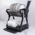 Dish Drainer Dish Drying Rack Kitchen Storage Double Layer Dish Drainer Shelf Knife Fork Container Household Holder with Sink
