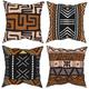 African Mudcloth Boho Ethnic Double Side Pillow Cover 4PC Soft Decorative Square Cushion Case Pillowcase for Bedroom Livingroom Sofa Couch Chair