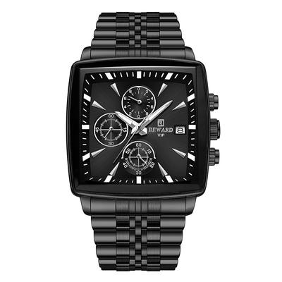 REWARD Rectangle Men's Watches Quartz Wristwatches Luxury Business Sport Watch Clock Luminous Hands Waterproof Clock Man Father's Day Gifts