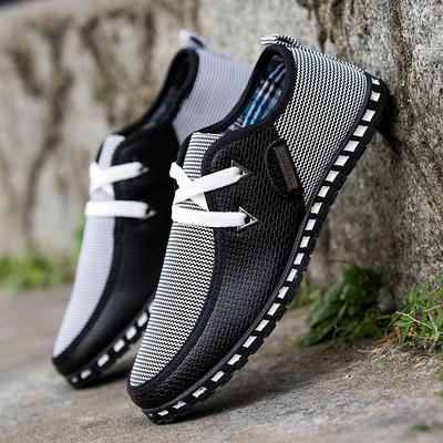 Men's Black and White Woven Slip-On Casual Shoes for Comfort and Style
