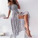 Women's Casual Dress Swing Dress Floral Dress Midi Dress Red Green Light Grey Short Sleeve Floral Split Summer Spring Off Shoulder Elegant 2023 S M L XL 2XL 3XL