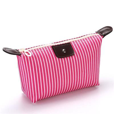 Striped Canvas Cosmetic Pouches – Set of 6 Stylish and Durable Makeup Bags with Zipper Closure, Perfect for Travel, Organization, and Everyday Use in Various Colors