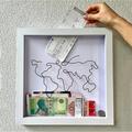 Adventure Archive Box, Travel Shadow Box, Ticket Shadow Box with Slot,Memory Boxes for Keepsakes, Ticket Holder with World Map and Plane Design, Theatre Gifts