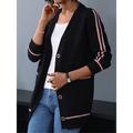 Women's Cardigan Sweater V Neck Ribbed Knit Spandex Yarns Patchwork Button Pocket Spring Fall Outdoor Daily Going out Stylish Casual Soft Long Sleeve Color Block Black Yellow Pink S M L