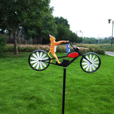Bicycle Metal Wind Spinner Wrought Iron Metal Garden Decoration Windmill Cat Mouse Motorcycle