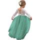 Kids Girls' Flower Dress Backless Tulle Dress Party Ruched Mesh Lace Green White Blue Maxi Long Sleeve Princess Cute Dresses Party Dress Online Regular Fit 4-13 Years