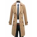 Men's Winter Coat Overcoat Peacoat Trench Coat Formal Business Winter Polyester Warm Outerwear Clothing Apparel Coats / Jackets Solid Color Vintage Style Notch lapel collar