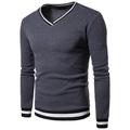 Men's Sweater Pullover Sweater Jumper Jumper Ribbed Knit Regular Slim Fit Knit Stripe V Neck Modern Contemporary Work Daily Wear Clothing Apparel Fall Winter Black White M L XL