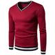 Men's Sweater Pullover Sweater Jumper Jumper Ribbed Knit Regular Slim Fit Knit Stripe V Neck Modern Contemporary Work Daily Wear Clothing Apparel Fall Winter Black White M L XL