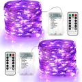 2 Pack Solar String Lights Christmas Outdoor Decoration 10m 33ft 100LEDs Solar Fairy Copper Wire Lights Battery Operated 8 Modes Waterproof Remote Control for Xmas Indoor Garden Party Tree Decor