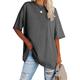 Women's Clothing Basic Oversized Round Neck T-shirts Plain New Color Loose Shoulder Sleeve Round Neck Short Sleeve Top