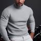 Men's Pullover Sweater Jumper Turtleneck Sweater Knitwear Ribbed Knit Regular Basic Plain Turtleneck Keep Warm Modern Contemporary Daily Wear Going out Clothing Apparel Fall Winter Black Wine M L XL