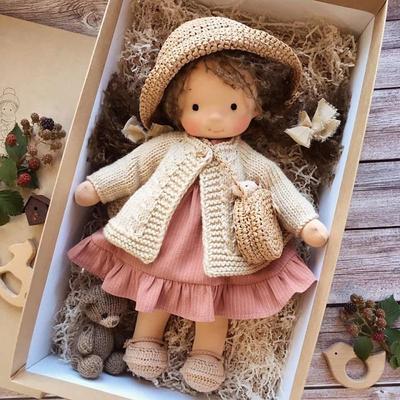 Cotton Body Waldorf Doll Doll Artist Handmade Mini Dress-Up Doll Diy Halloween Gift Box Packaging Blessing for Christmas Gifts