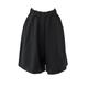 Women's Wide Leg Shorts Burmuda Shorts Faux Linen Solid Color Side Pockets Wide Leg Knee Length Fashion Casual Daily Black Red M L
