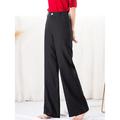 Women's Wide Leg Pants Trousers Linen Plain Side Pockets Wide Leg Full Length Fashion Casual Daily Black White S M Spring Fall