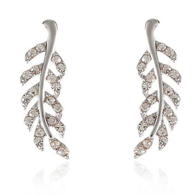 1 Pair Stud Earrings Ear Climbers For Women's Cubic Zirconia Wedding Work Daily Alloy Leaf dress to impress 2025