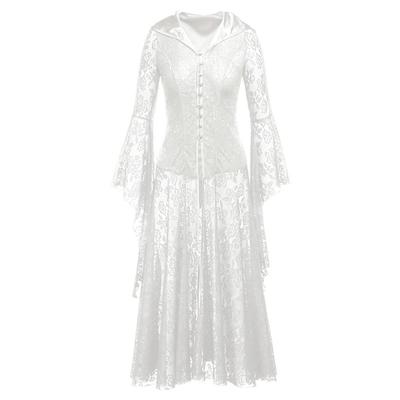 Retro Vintage Punk Gothic Medieval Dress Masquerade Goth Girl Lace Solid Colored Fancy Dress Women's Fantasy Halloween Carnival Masquerade Party / Evening Festival Adults' Dress