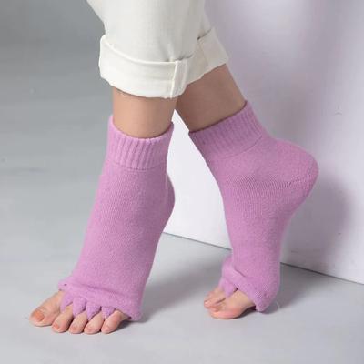 1 Pairs Toeless Yoga Socks, Five-toe Split Socks, Comfy Breathable Foot Alignment Socks, Non-slip Massage Socks